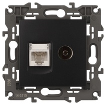 Изображение товара ЭРА Розетка Elegance 14-3110-05 RJ45+TV IP20 антрацит