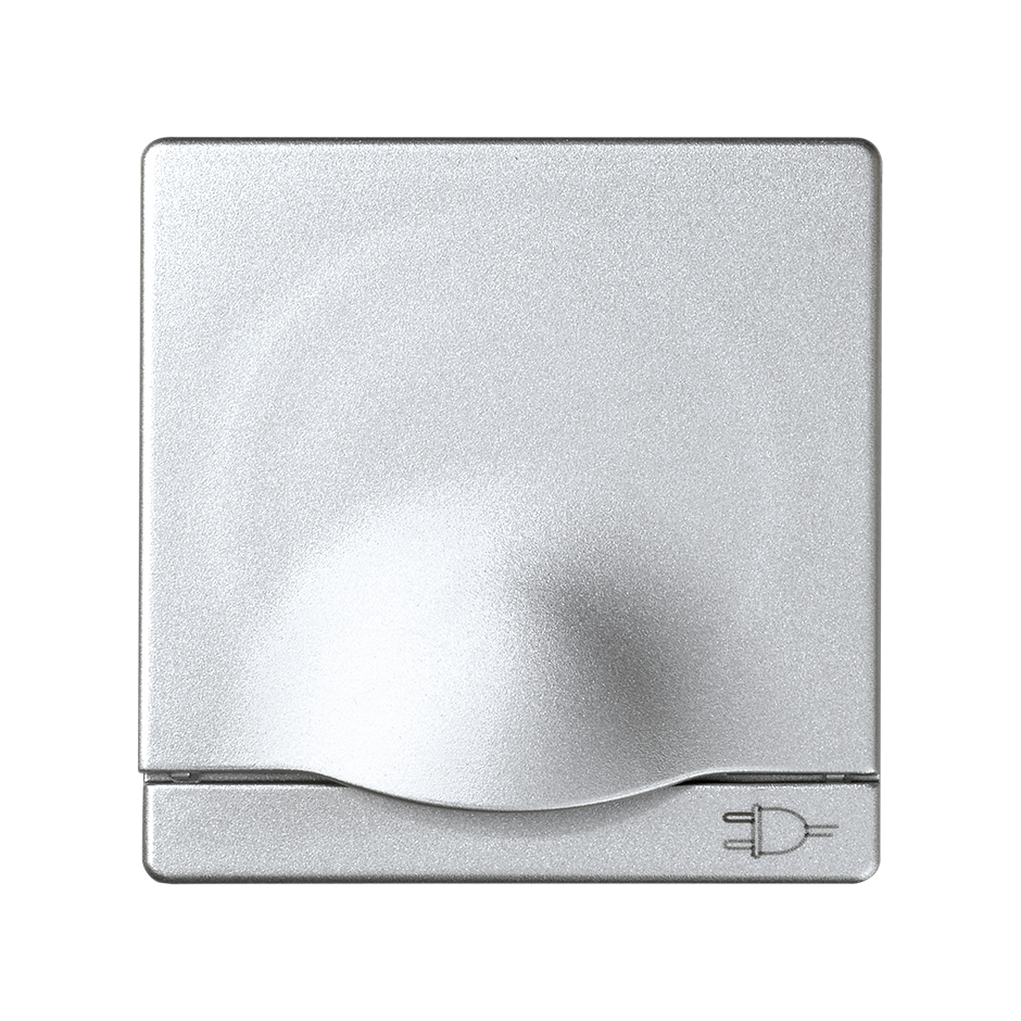 Изображение товара Simon 82 Detail Алюминий Накладка на 2-х полюсн. розетку 2P+E с зазем.,откид.крышка,защит.шторки