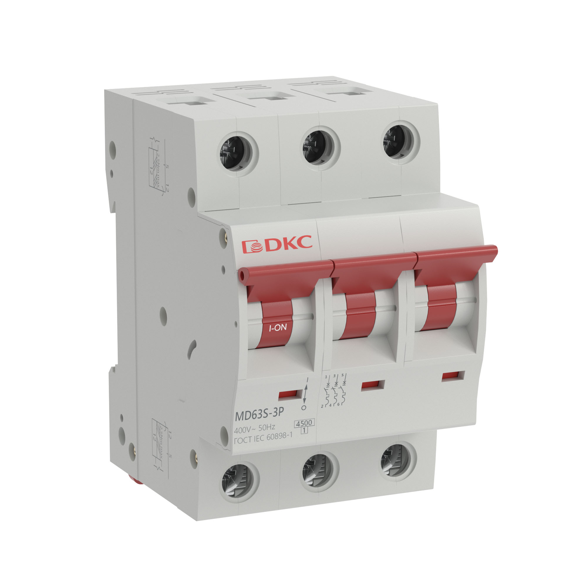 Изображение товара ДKC MD63S модульный автоматический выключатель 3 полюса 20 А B 4,5 кА