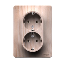 Изображение товара Systeme Electric Glossa РОЗЕТКА двойная с заземлением, 16А, в сборе, СОСНА