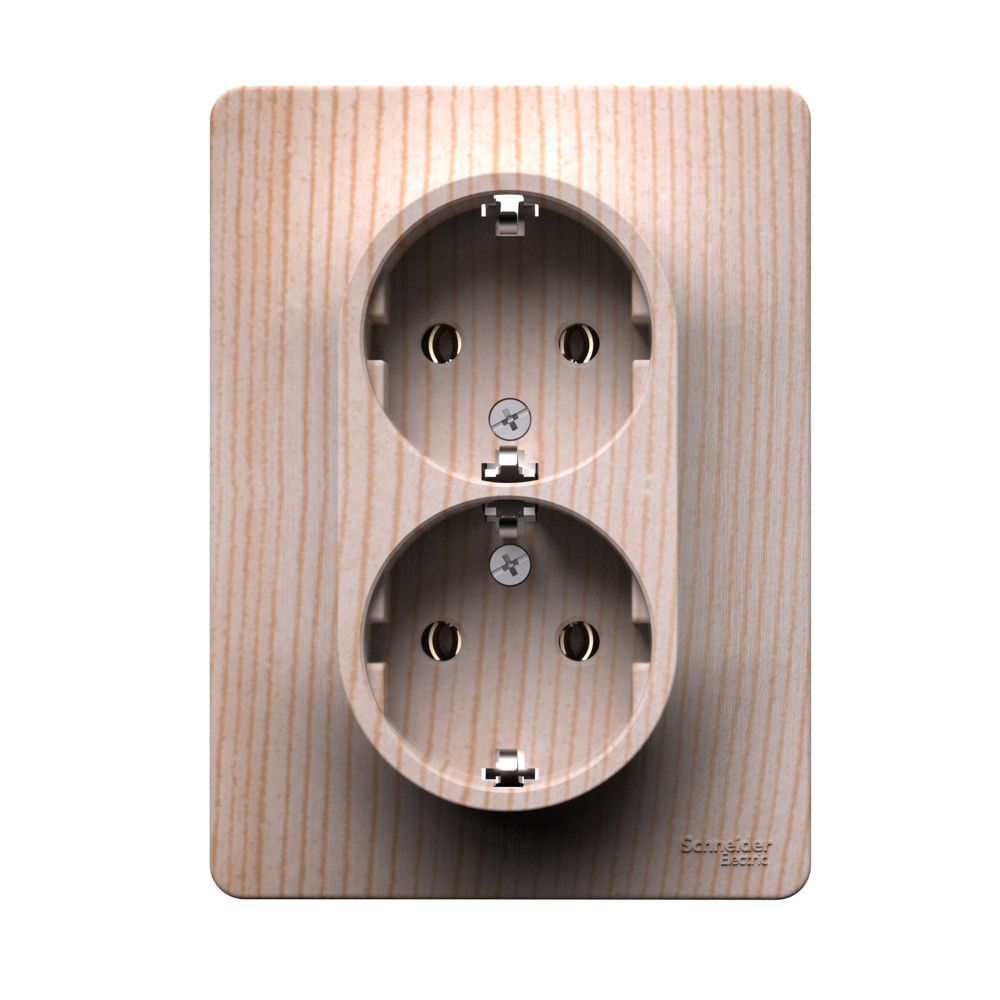 Изображение товара Двойная розетка Glossa с заземлением Systemе Electric сосна