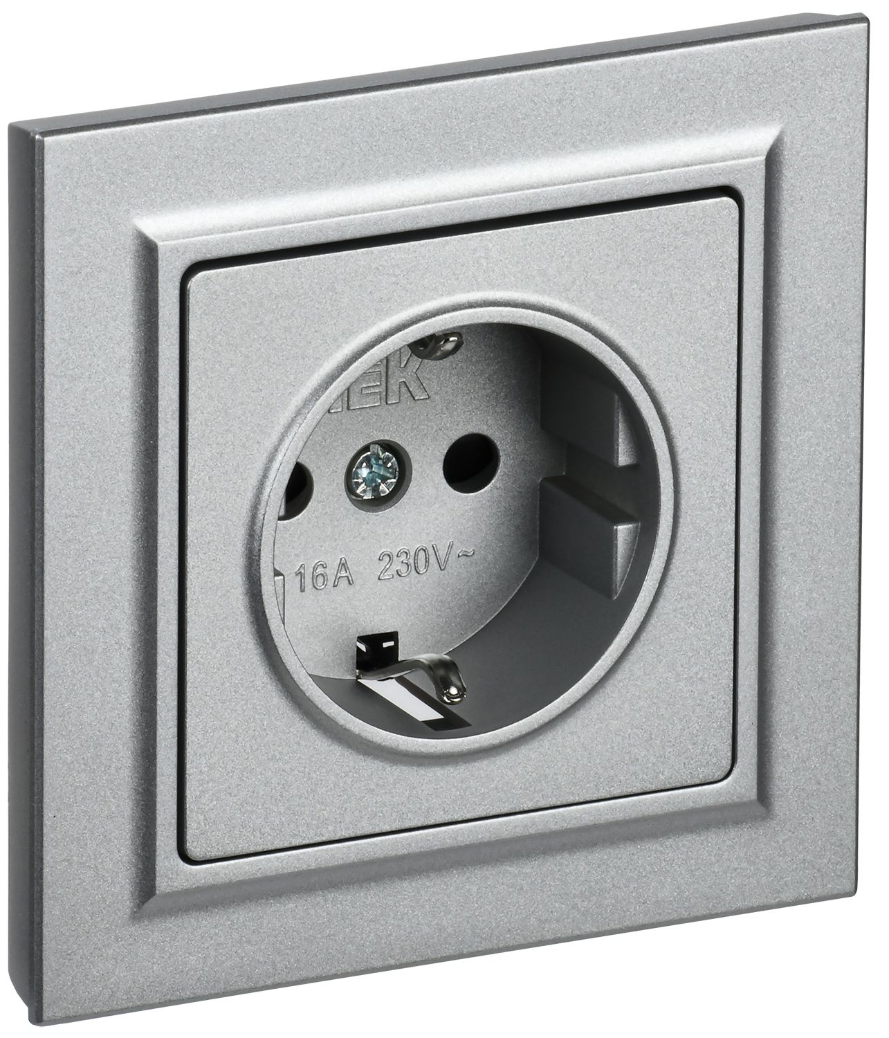 Изображение товара IEK BRITE BASE Алюминий Розетка с з/к/ш 16А в сб. РСР14-1-0-БрА