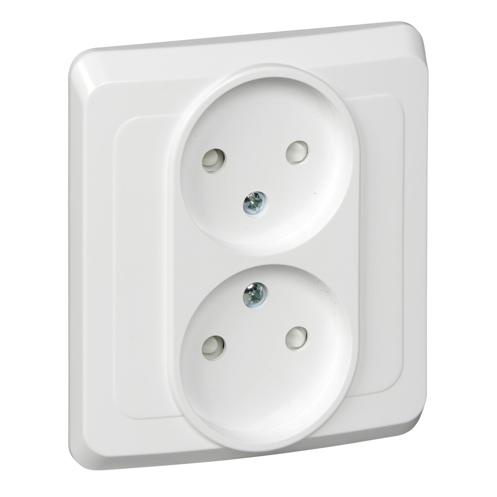 Изображение товара Systeme Electric Этюд Бел Розетка 2-ая б/з с защитными шторками