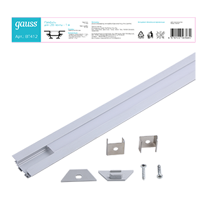 Изображение товара Угловой алюминиевый профиль Gauss для LED ленты 1 м с рассеивателем
