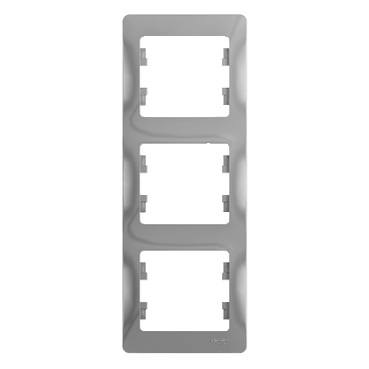 Изображение товара Ramka Glossa алюминий, вертикальная, 3 места, Systeme Electric