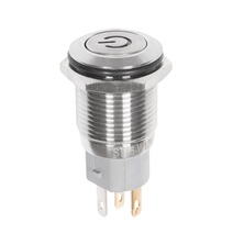 Изображение товара REXANT Кнопка антивандальная Ø16 12В Б/Фикс (5с) (ON)-OFF плоская подсв/синяя POWER.