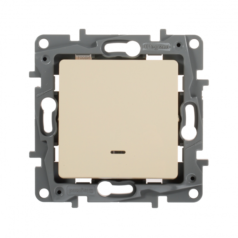 Изображение товара Legrand Etika Слоновая кость Выключатель 1-клавишный с подсветкой, 10А, Винтовые клеммы.