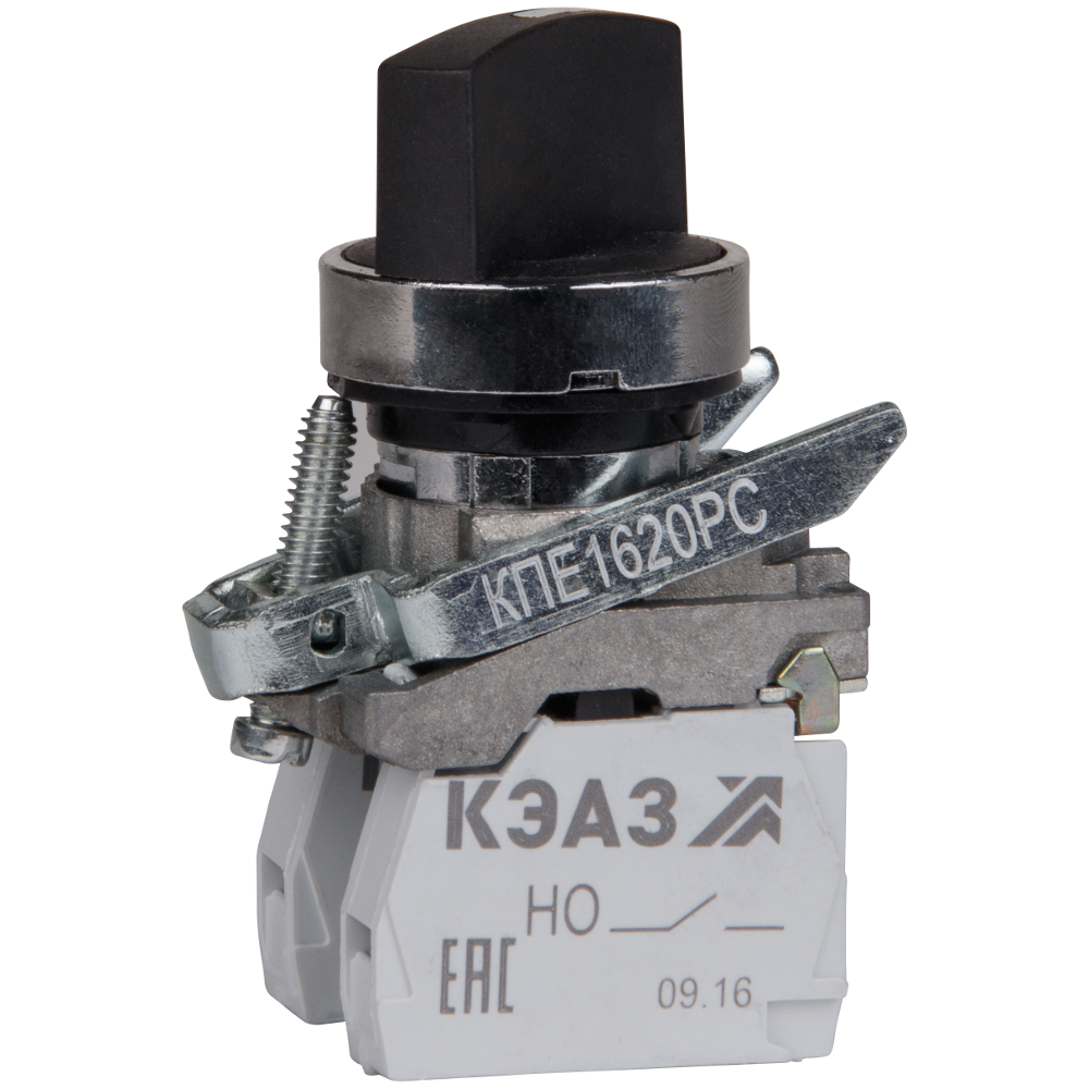 Изображение товара Кулачковый переключатель КЭАЗ КПЕ1620РС-черный-2но+0нз-ручка-фикс-2поз-IP65