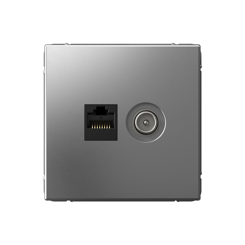 Изображение товара Systeme Electric ArtGallery Сталь Розетка двойная ТВ + компьютерная RJ45, кат. 5Е