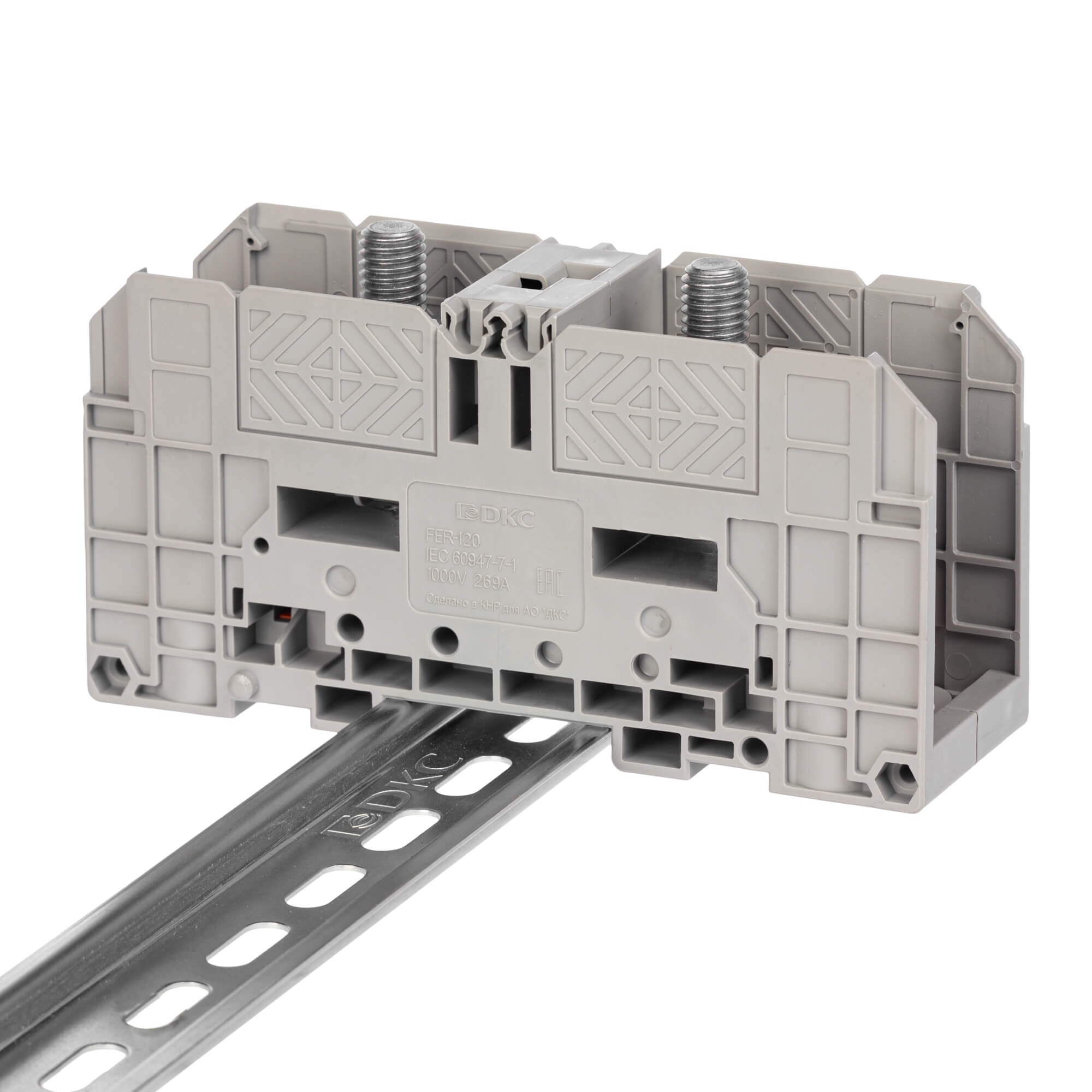 Изображение товара DKC Nuputuk Клемма проходная, болтовой зажим, 2 точки подключения,  120 кв.мм, серая