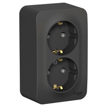 Изображение товара Systeme Electric Blanca наруж Антрацит Розетка 2-ая с/з без шторок, 16А, 250В