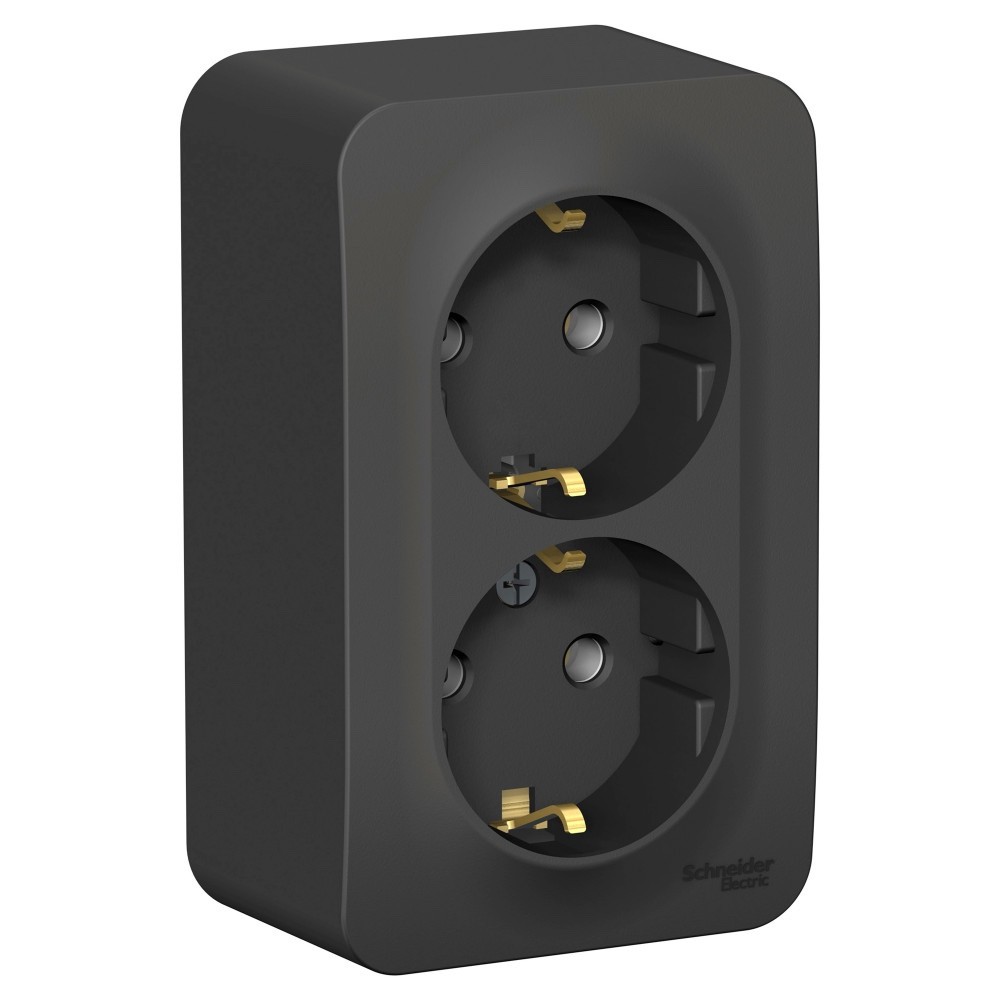 Изображение товара Blanca антрацит. Розетка 2-ая с/з без шторок, 250В, 16А