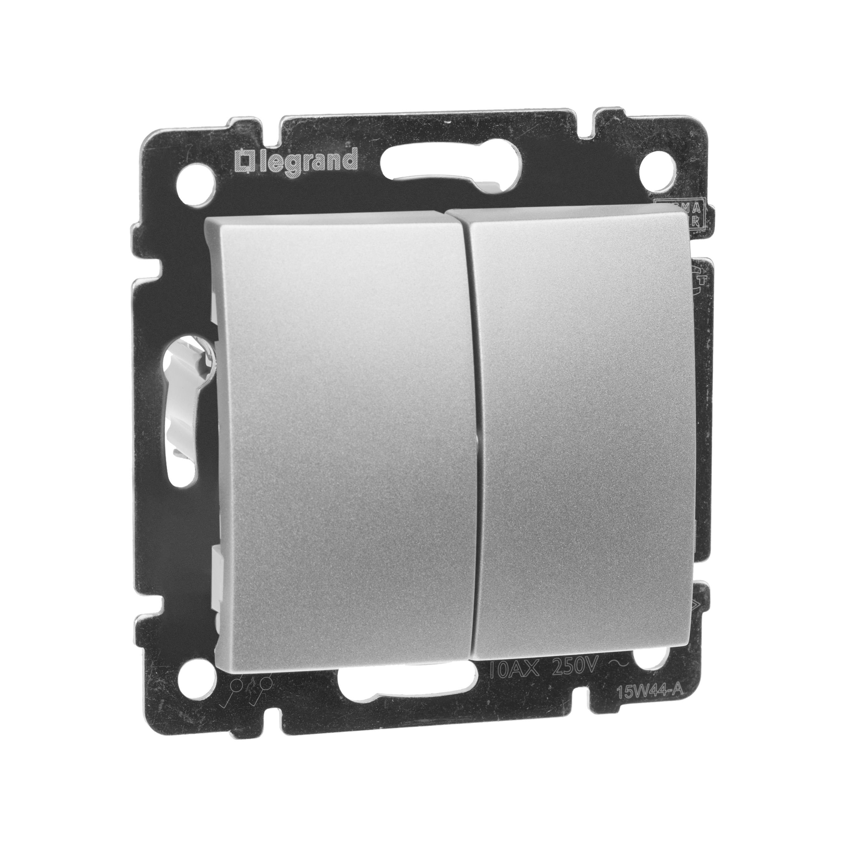 Изображение товара Переключатель Legrand Valena 2-клавишный, алюминий, 10 А, 250 В