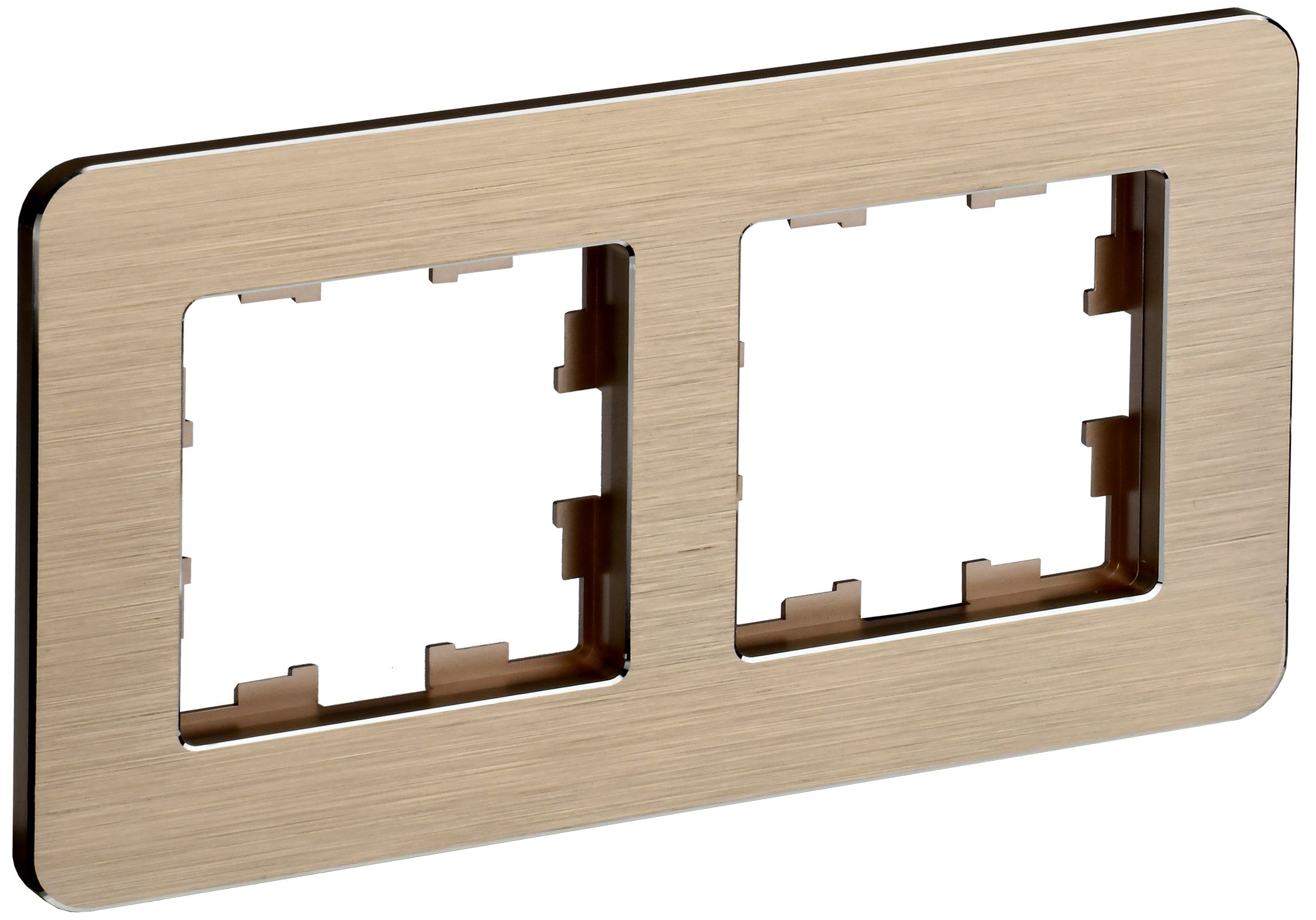 Изображение товара IEK BRITE DECOR Шампань металл. скругл.уголРамка 2-м РУ-2-1-Бр RE AL