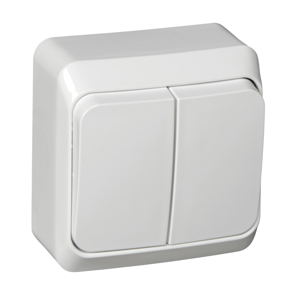 Изображение товара Systeme Electric Этюд наруж Бел Выключатель 2-клавишный с подсветкой