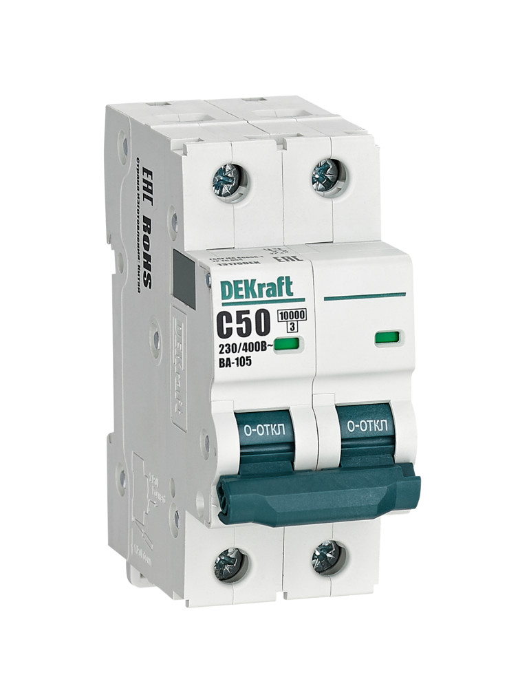 Изображение товара Dekraft ВА105-2P-050A-C: авто-выключатель 50 А, 2P, C, IP20