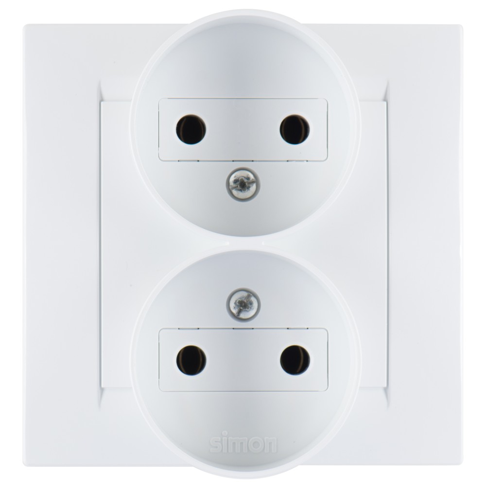 Изображение товара Розетка Simon 15 Белая Белый корпус с рамкой 2-ая б/з литая