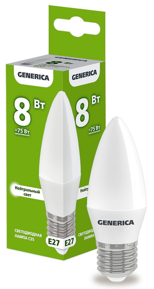 Изображение товара IEK GENERICA LED C35 свеча 8W 230V E27