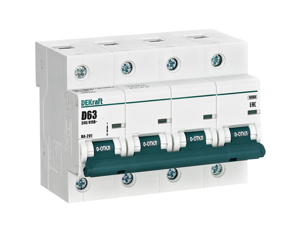 Изображение товара Dekraft Автоматический выключатель 4Р 63А х-ка D ВА-201 10кА