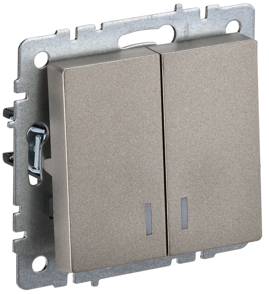 Изображение товара IEK BRITE BASE Шампань Выключатель 2-кл с инд. 10А ВС10-2-1-БрШ