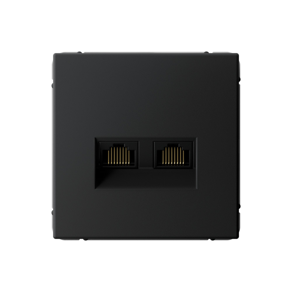 Изображение товара Розетка RJ45+RJ45 ArtGallery Карбон 6A: двойной сетевой механик, премиум дизайн