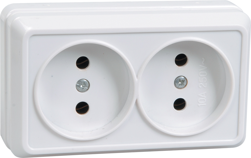 Изображение товара GENERICA OKTAVA РС22-2-ОБ Розетка 2местн. без з/к 10А откр.уст. (белый)