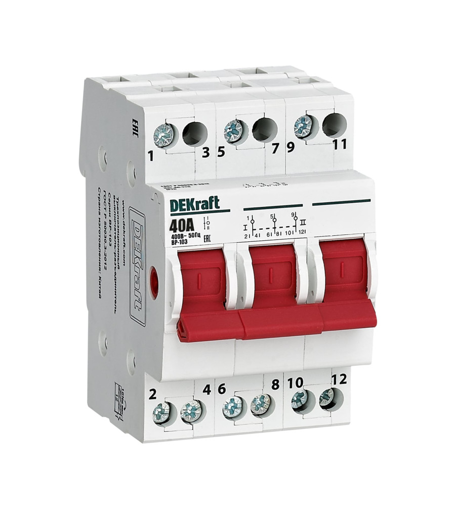 Изображение товара Dekraft Трехпозиционный выключатель-разъединитель 3P 40A ВР-103