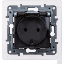 Изображение товара Legrand Etika Алюминий Розетка 2К+З IP44.