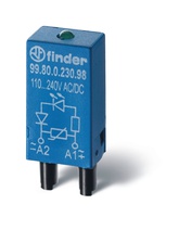 Изображение товара Finder Модуль индикации и защиты; зеленый LED + диод (+ A1); 110...220В DC