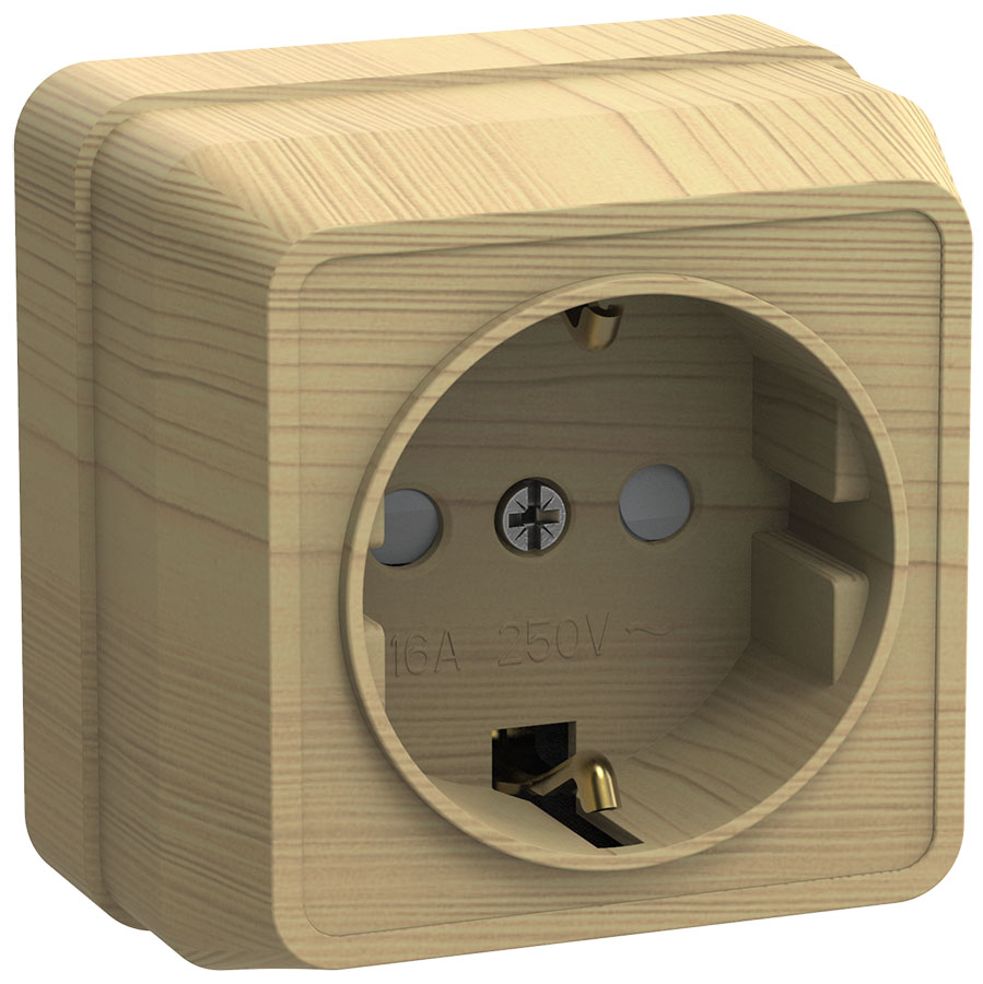 Изображение товара GENERICA OKTAVA РСш20-3-ОС Розетка 1местн. c з/к с защ.штор. 16А откр.уст. (сосна)