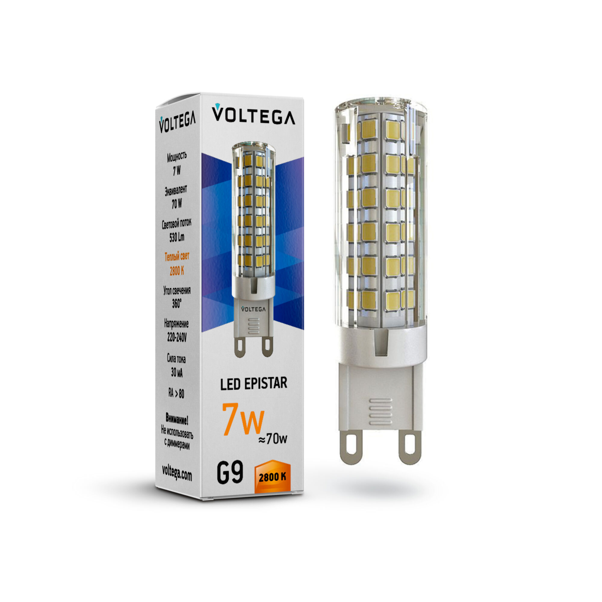 Изображение товара Voltega VG9-K1G9warm7W Капсула G9 2800К 7W Изображение товара Voltega VG9-K1G9warm7W Капсула G9 2800К 7W