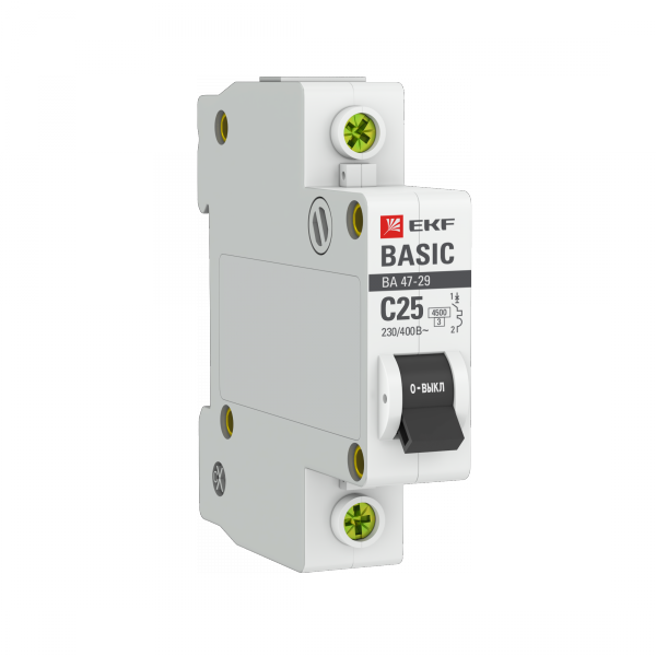 Изображение товара EKF Basic ВА 47-29 1P 25A 4, 5kA - автоматический выключатель