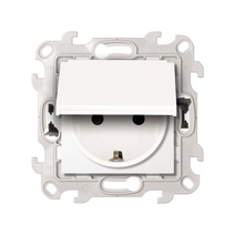 Изображение товара Simon 24 Белая Розетка 2К+3 IP44 с крышкой и защитными шторками Push&Go