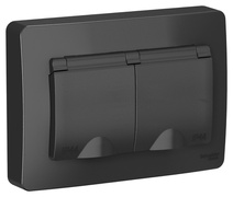Изображение товара Systeme Electric Blanca внутр Антрацит Розетка 2-ая с/з IP44 со шторками, 16А, 250В