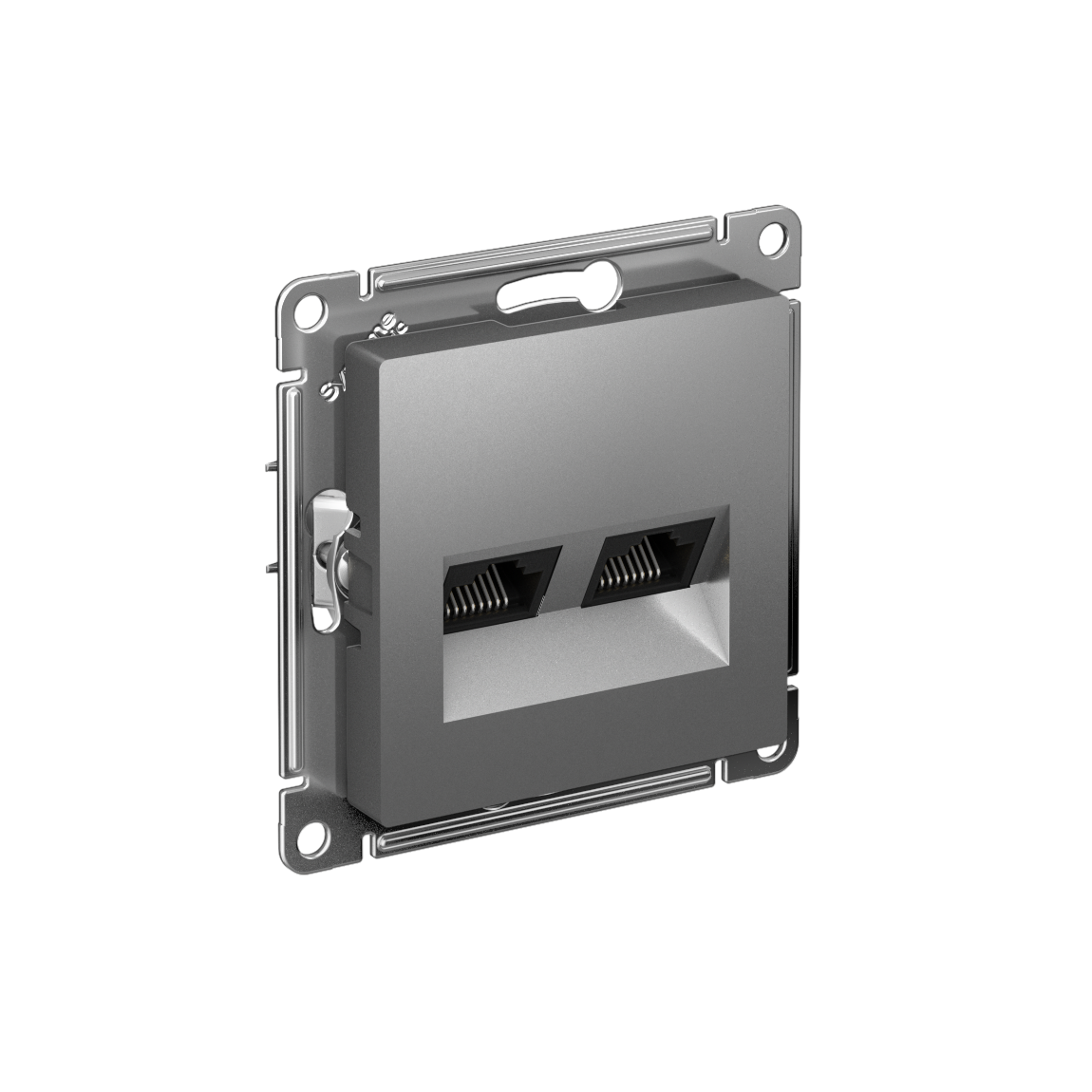Изображение товара Systeme Electric AtlasDesign Сталь Розетка двойная компьютерная RJ45+RJ45, кат.5E, механизм