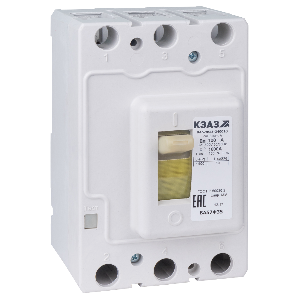Изображение товара КЭАЗ Выключатель автоматический ВА57Ф35-340010-20А-200-400AC-УХЛ3.