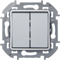 Изображение товара Legrand/Daccord INSPIRIA Алюминий Переключатель двухклавишный 10 AX - 250 В.
