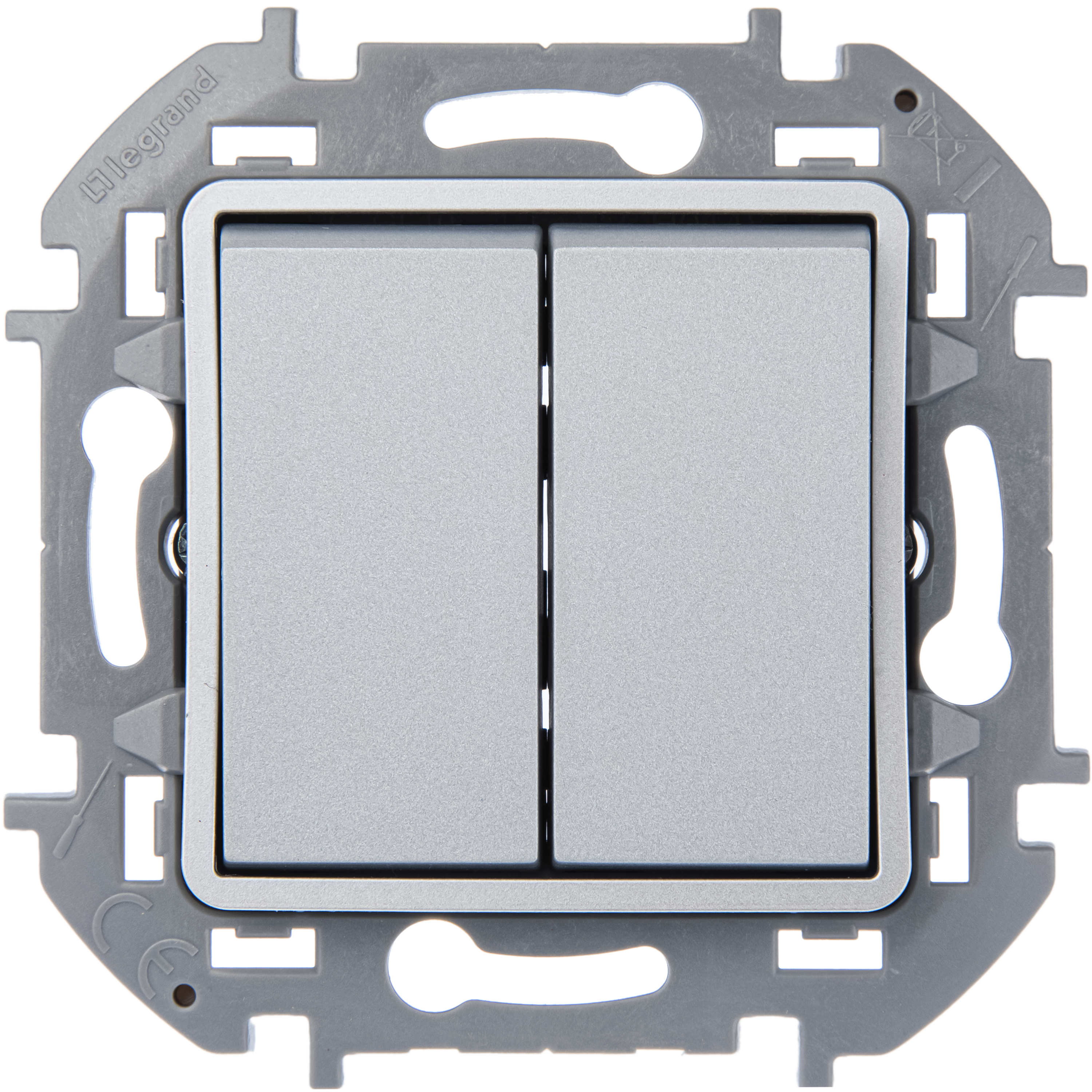 Изображение товара Legrand Inspiria переключатель двухклавишный 10 AX 250 В алюминий