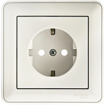 Изображение товара Systeme Electric Wessen 59 Бел Розетка с/з с защитными шторками (в сборе, с рамкой)