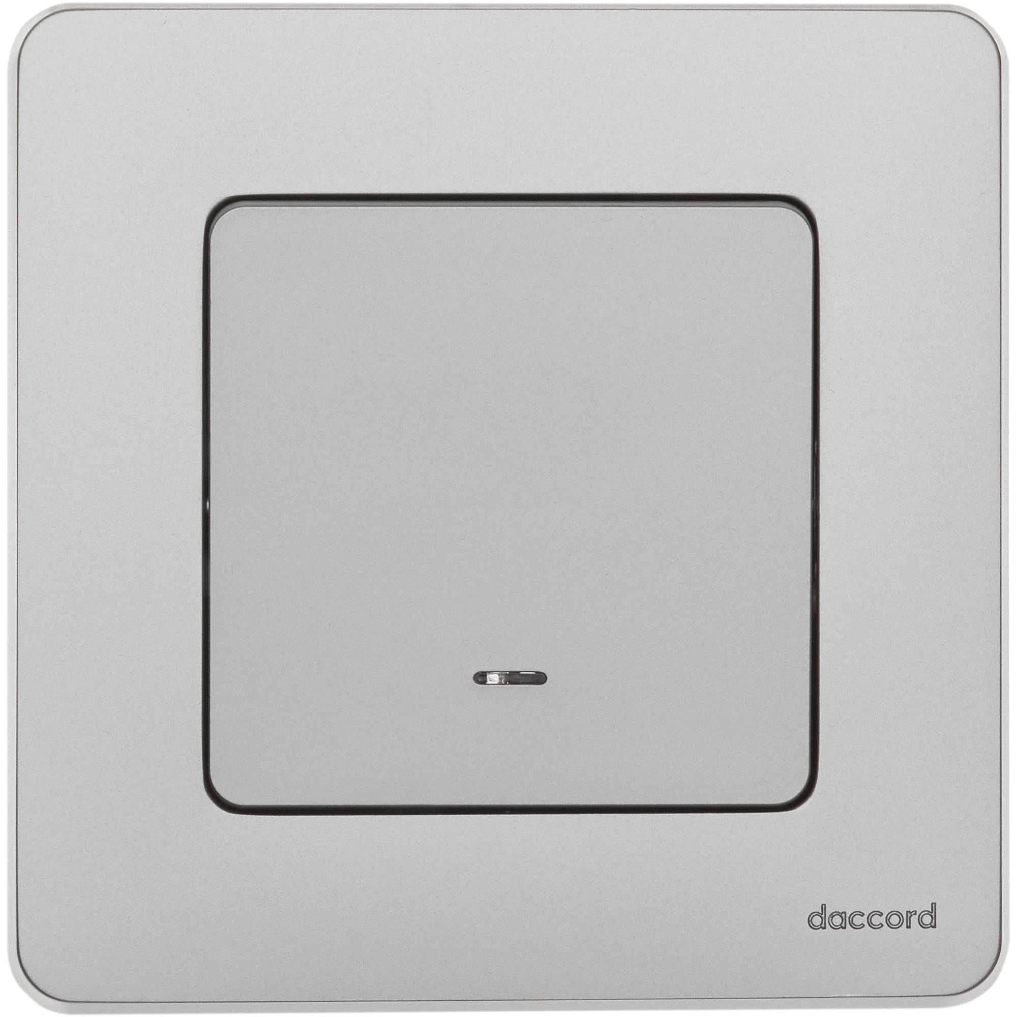 Изображение товара Legrand/Daccord INSPIRIA Алюминий Выключатель одноклавишный с подсветкой/индикацией 10 AX - 250 В.