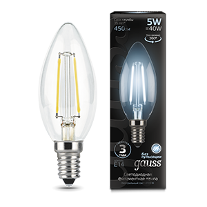 Изображение товара Gauss Лампа Filament Свеча 5W 450lm 4100К Е14 LED