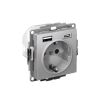 Изображение товара Systeme Electric AtlasDesign Алюминий Розетка 16А с USB A+C (5В/2,4А/3 А, 2х5В/1,5А), мех