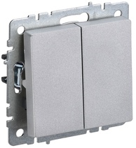 Изображение товара IEK BRITE BASE Алюминий Выключ. 2-кл прох 10А ВС10-2-6-БрА