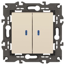 Изображение товара ЭРА Выключатель Elegance 14-1105-02 двойной с подсветкой 10АХ-250В IP20 слоновая кость