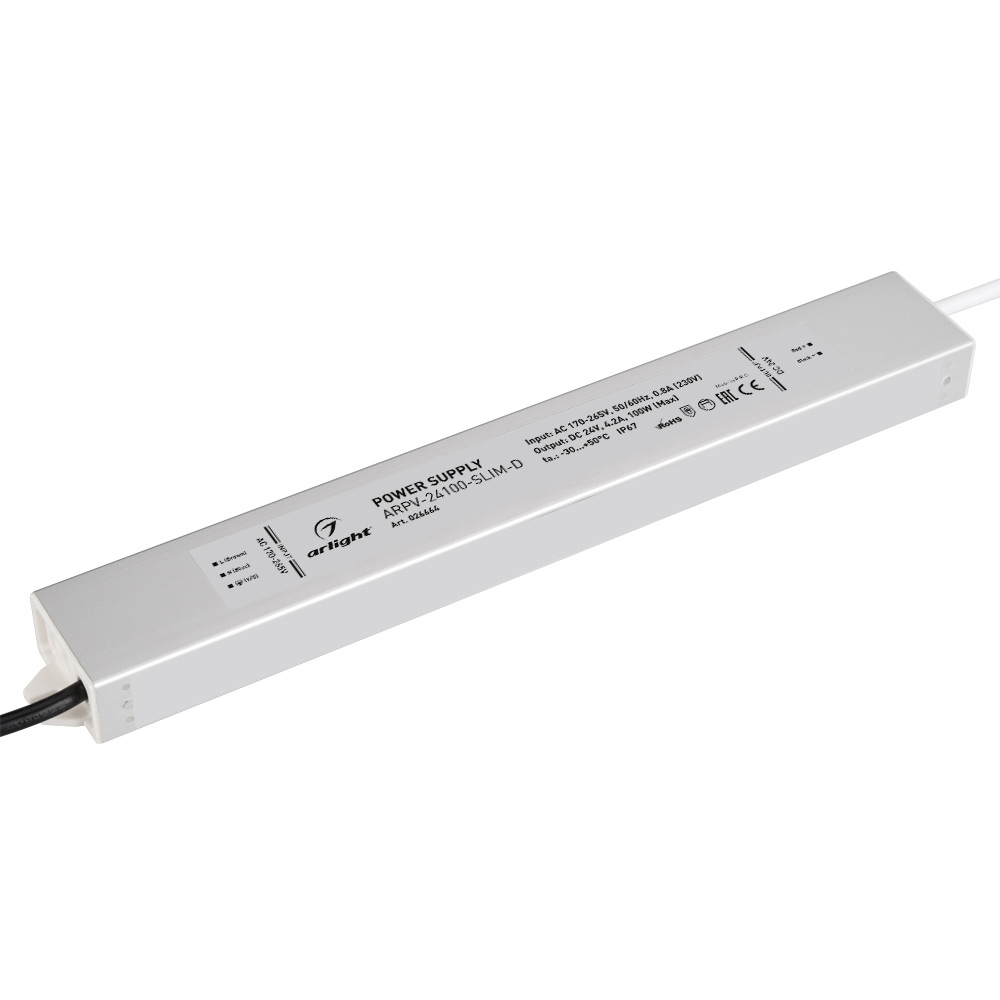 Изображение товара Arlight Блок питания ARPV-24100-SLIM-D (24V, 4.2A, 100W) (IP67 Металл, 3 года)
