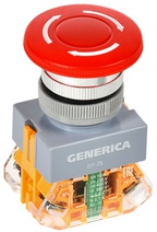 Изображение товара IEK GENERICA Кнопка D7-ZS "Грибок" d=22мм 1NC+1NO пов. фикс кр.