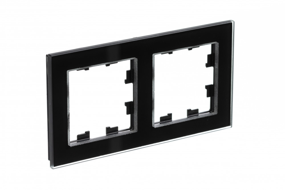 Изображение товара AtlasDesign Nature Рамка стекло черное 2-постовая Systeme Electric