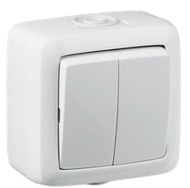 Изображение товара Hegel Альфа наруж Белый ВА10-251 Выключатель 2-клавишный брызгозащищенный