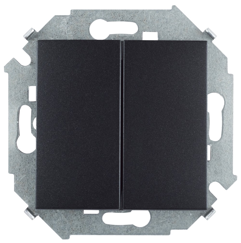 Изображение товара Simon 15 Графит Выключатель 2-клавишный, 16А, 250В, винт. зажим