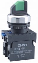 Изображение товара CHINT Переключатель без подсветки NP8-11X/213, 2 положения с фиксацией, зелёная 1НО+1НЗ IP65 (R)
